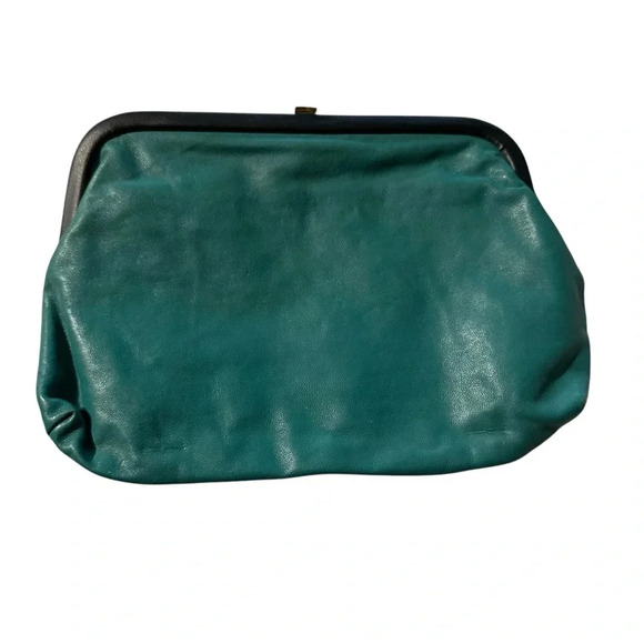 The Broadway Vintage Leather Clutch Purse, Lucite Frame, Made In Italy - Picture 2 of 4